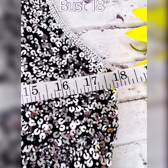 Stenay Vintage Silver Sequin Party Dress made in India Silk Lining 10 - Picture 10 of 13